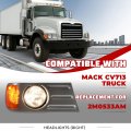Hecasa Right Headlight Corner Light Headlight Bezel W Bulbs For Mack Cv713 Truck Replacement 2m0533am Headlamp Trim Cover