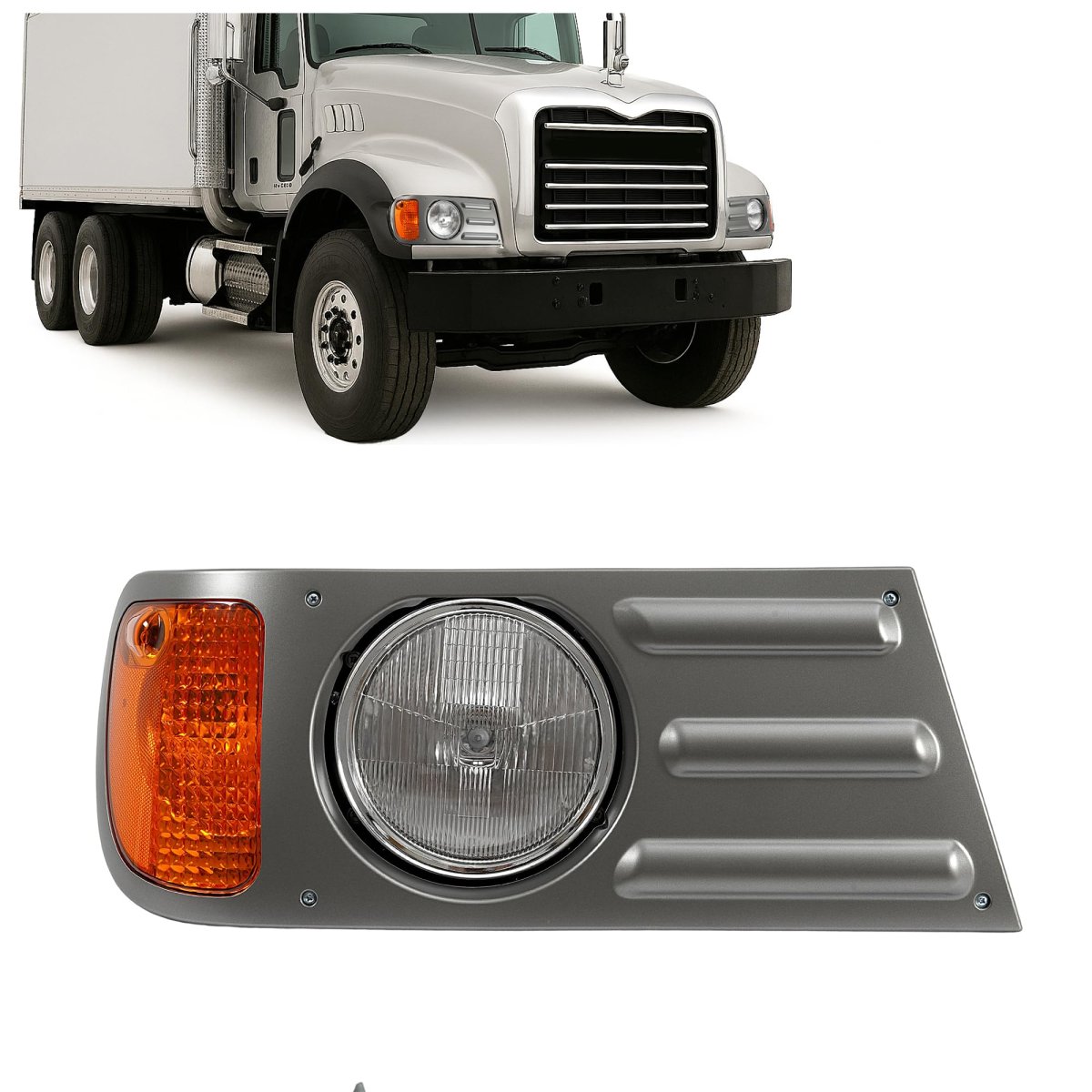 Hecasa Right Headlight Corner Light Headlight Bezel W Bulbs For Mack Cv713 Truck Replacement 2m0533am Headlamp Trim Cover
