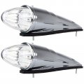 2pcs 17led Clear Torpedo Cab Marker Roof Running Top Lights Assembly Amber Bulbs Lens Replacement 