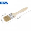 Uxcell 24pcs 1 5 Inch Paint Brush Natural Bristle Flat Edge With Wood Handle Wall Treatment Tool For Varnishes Glues