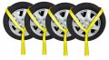 Mytee Products 4 Pack 2 X12 Winch Lasso Strap With O Ring Yellow Car Tie Down Tire Straps For Trailers Auto Tow Hauler Wheel 