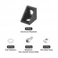 Uxcell 8set Inside Corner Bracket Gusset Kits 20x20x17mm 2020 Angle Connector For European Series Aluminum Profile Black 16 X