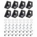 Uxcell 8set Inside Corner Bracket Gusset Kits 20x20x17mm 2020 Angle Connector For European Series Aluminum Profile Black 16 X