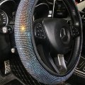 Mingzaiqipei Bling Rhinestones Steering Wheel Cover Sparkling Car Suv Breathable Anti-slip Protector For Women Party Birthday
