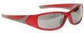 Extreme Wrap Around Sunglasses In Red Nylon Frame With Soft Rubber Nose Pads Smoked Grey Lenses 