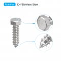 Uxcell Hex Head Lag Screws Bolts 10pcs 3 8 X 1-1 2 304 Stainless Steel Partial Thread Wood