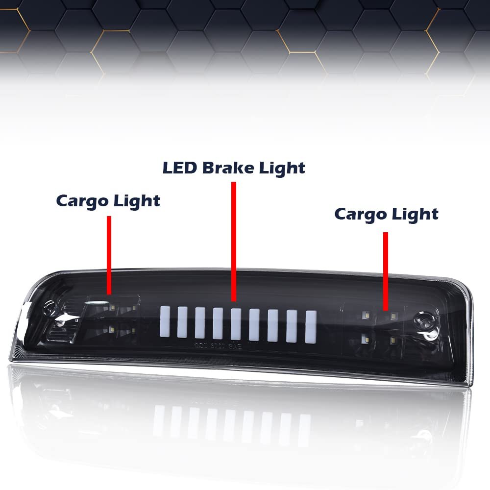 Led Bar 3rd Brake Light For 2009-2017 Dodge Ram 1500 2500 3500 I Type High Mount Stop Rear Tail Cargo Lamps Smoked Lens Black