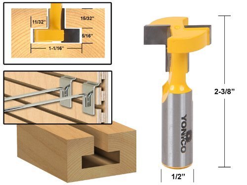 Yonico Track T Slot Router Bit 1-1 16-inch 1 2-inch Shank 14188