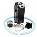 Oil Catch Can Square Shape Aluminum Reservoir With Breather Filter 500ml Black 