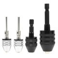 Keyless Drill Chuck Set 4 Pieces 1 8 16 Inch Hex Round Shanks For Cordless Screwdriver Conversion To Grinder 