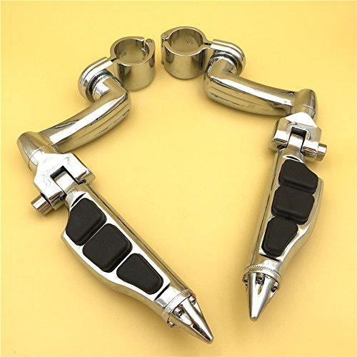 Chrome 360 Adjustable Peg Mounting Kit Stiletto Shape Foot For Goldwing Vtx1300 Shadow Valkyrie Triumph Rocket Equip 1-1 4 Inch