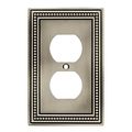 Brainerd 64776 Beaded Single Duplex Outlet Wall Plate Brushed Satin Pewter 