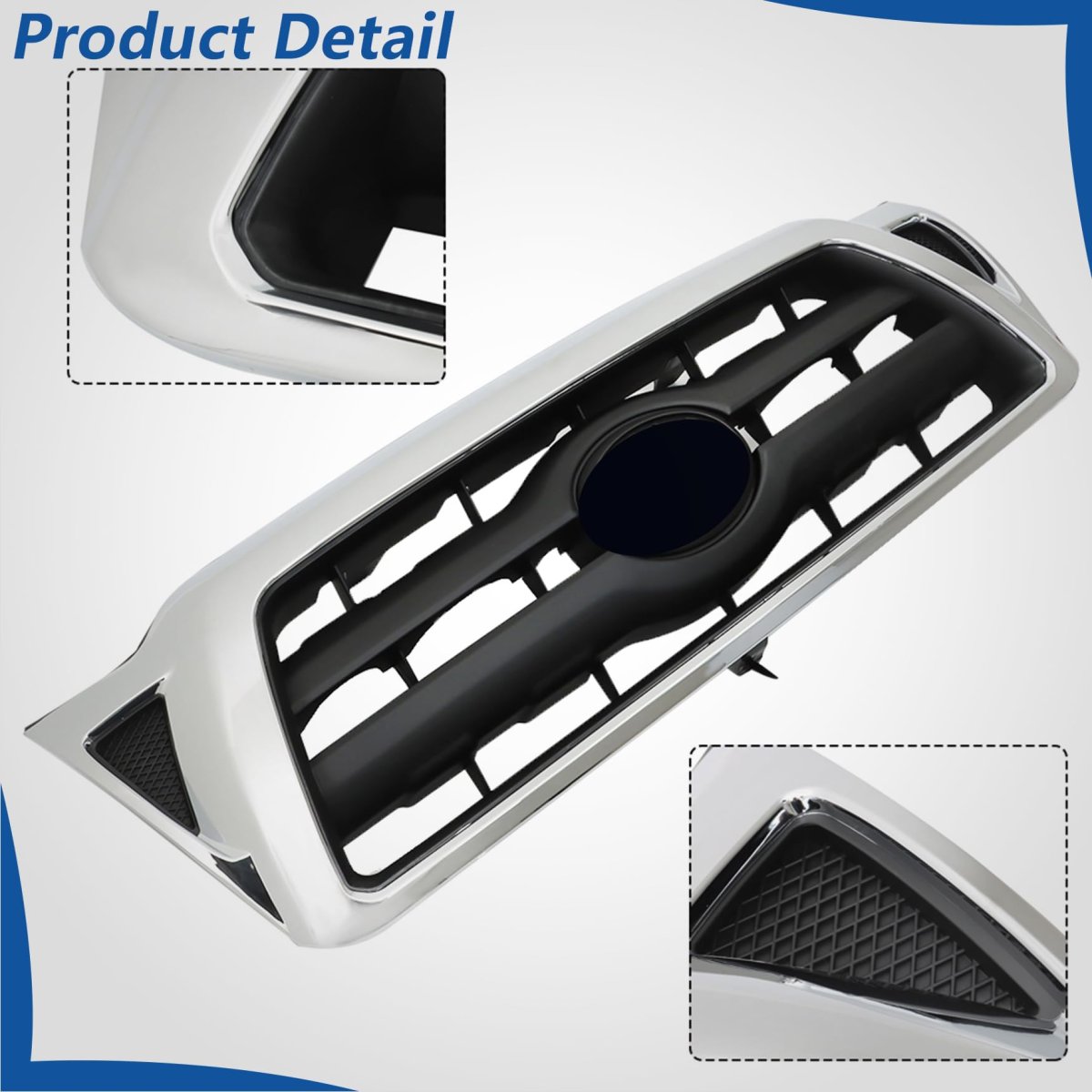 Chrome And Black Front Bumper Upper Grille Replacement For Tacoma 2005-2011 5310004360 Plastic