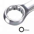 Uxcell Combination Wrench With Offset Box End And Angled Open Metric Mirror-chrome Plated High Carbon Steel 27mm