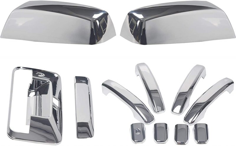 Erush Triple Chrome Plated Combo Door Mirror Handle Tailgate Cover Overlay Designed For 2014-2018 Chevrolet Silveardo Gmc
