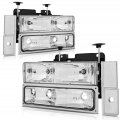 Ocpty Compatible For Chevrolet Blazer 1988-1993 Headlight Headlamps Chrome Housing Clear Reflector