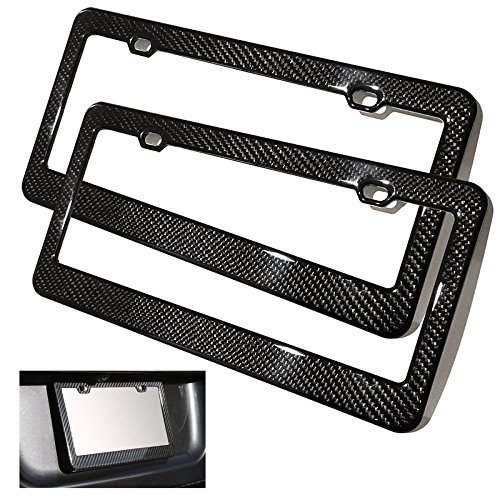 2x Genuine 3k Twill Real Glossy Carbon Fiber License Plate Frame Holder Universal Fits Bmw Mercedes Lexus Audi Tesla Cadillac