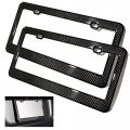 2x Genuine 3k Twill Real Glossy Carbon Fiber License Plate Frame Holder Universal Fits Bmw Mercedes Lexus Audi Tesla Cadillac