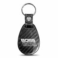 Ipick Image Compatible With Ford Mustang Boss 302 Real Black Carbon Fiber Leather Strap Large Tear Drop Key Chain