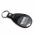 Ipick Image Compatible With Ford Mustang Boss 302 Real Black Carbon Fiber Leather Strap Large Tear Drop Key Chain
