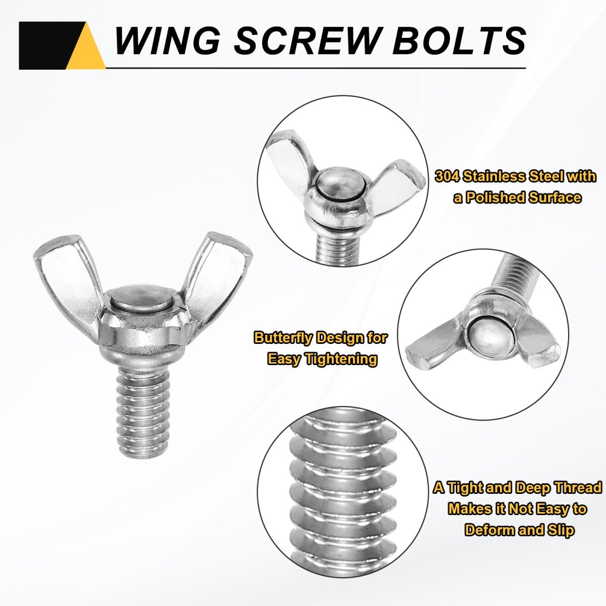 5pcs 1 4-20 X 2 Wing Butterfly Screw Bolts 304 Stainless Steel Machine Fastener Thumb Hand Screws For Electronic Equipment