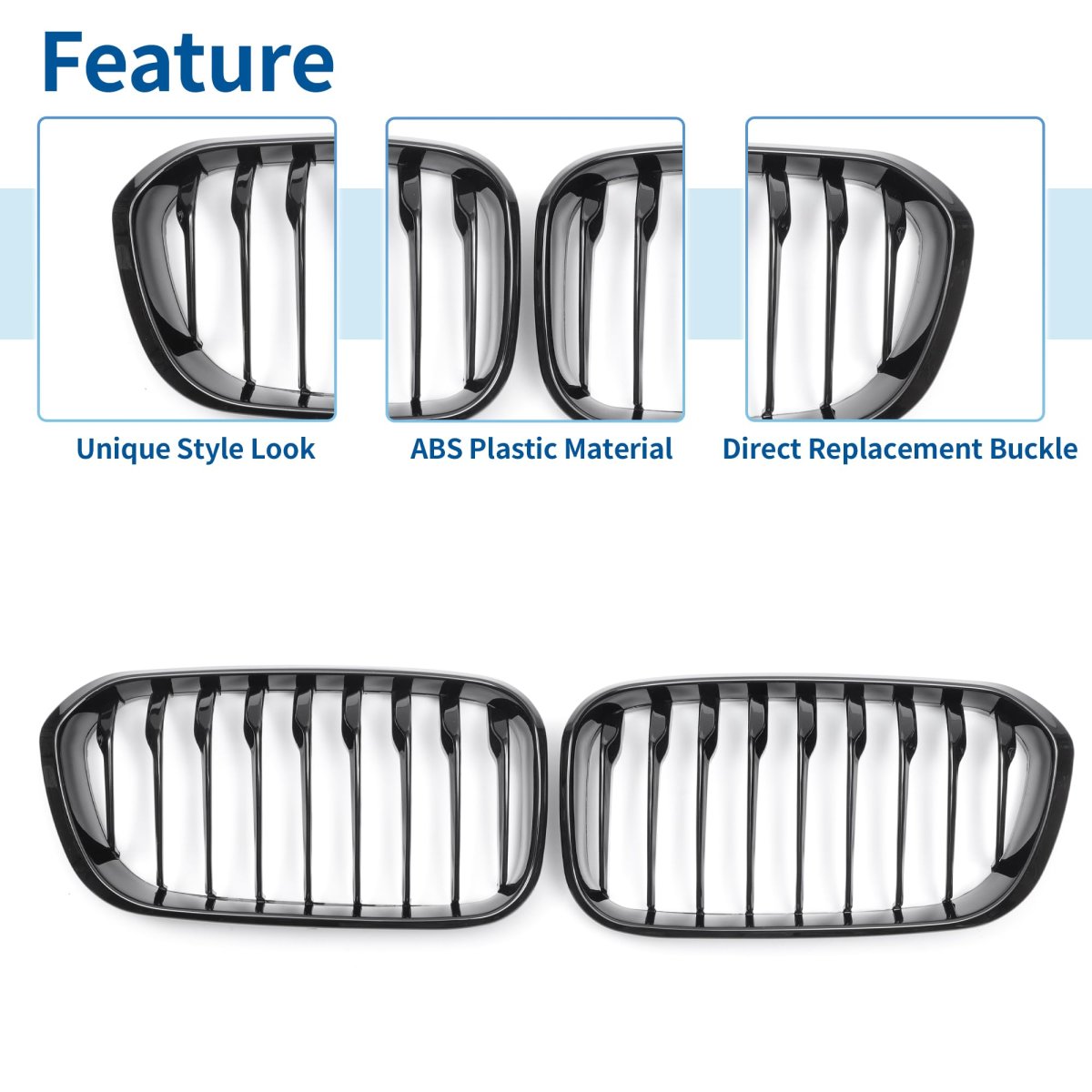Front Upper Hood Bumper Kidney Grille For Bmw 1 Series F20 25 2018 Gloss Black 1 Pair Oe 51137371685 51137371686