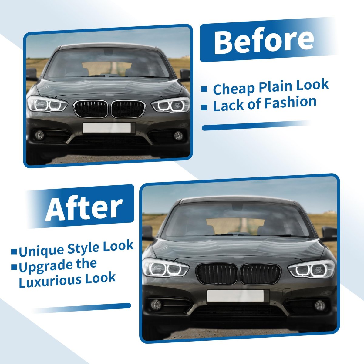 Front Upper Hood Bumper Kidney Grille For Bmw 1 Series F20 25 2018 Gloss Black 1 Pair Oe 51137371685 51137371686