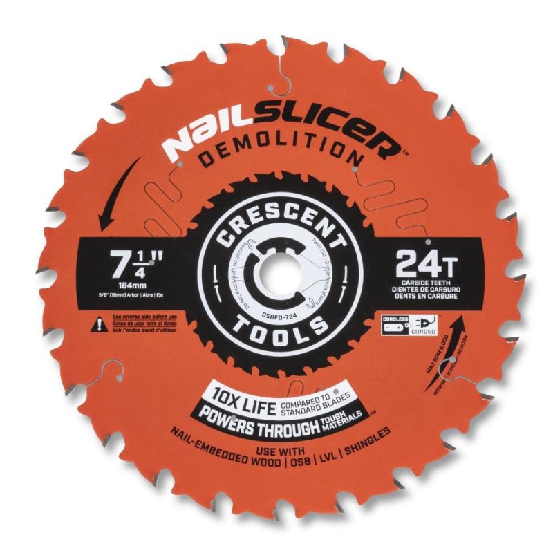 Crescent Apex Circular Saw Blade 7 1 4 X 24 Tooth Nailslicer Demolition