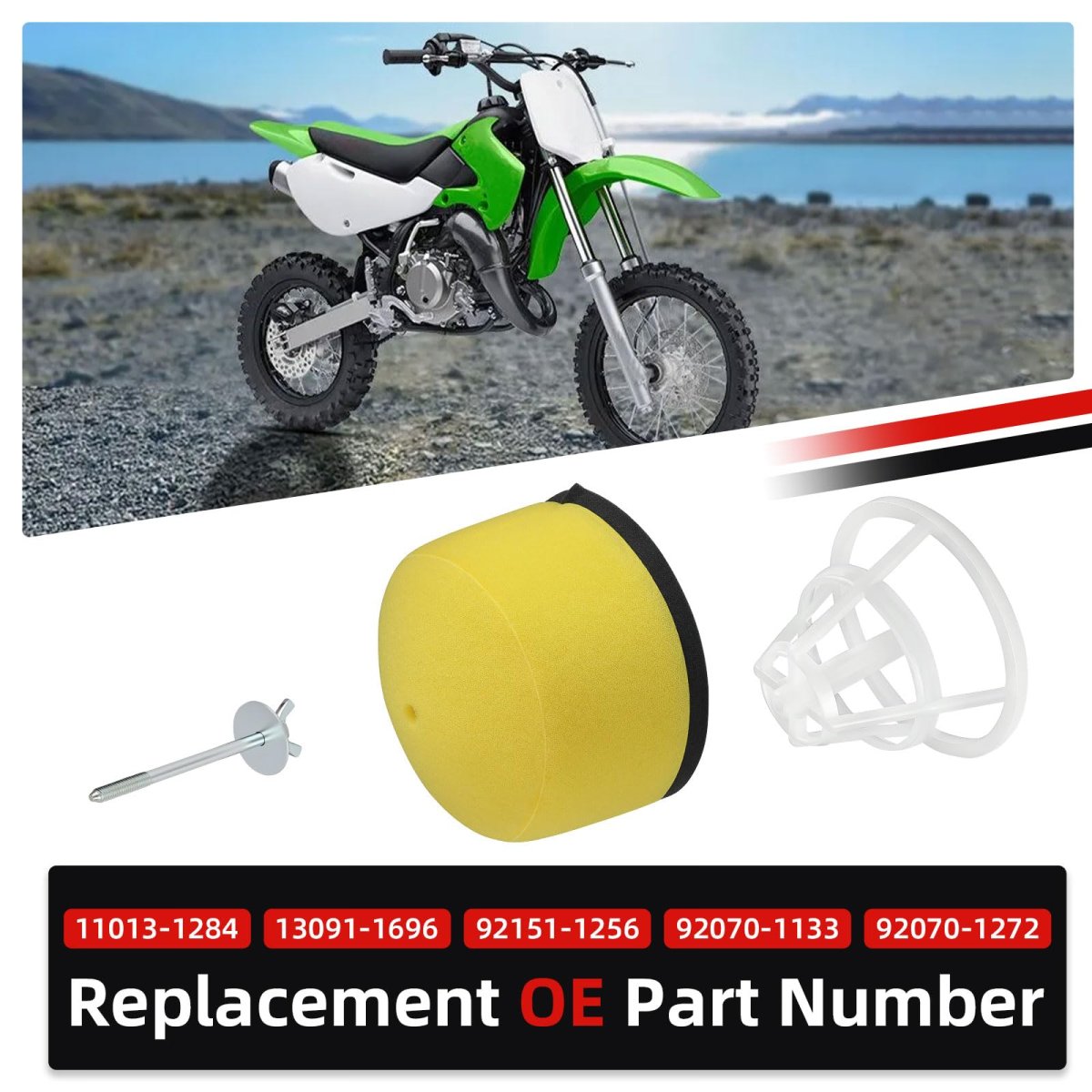 Air Filter And Cage Holder With Bolt For Kawasaki Kx65 2000 2024 Suzuki Rm65 2003 2005 Part 11013 1284 13091 1696