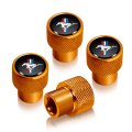 Ford Mustang Tri-bar In Black On Golden Easy-grip Aluminum Tire Valve Stem Caps Official Licensed 