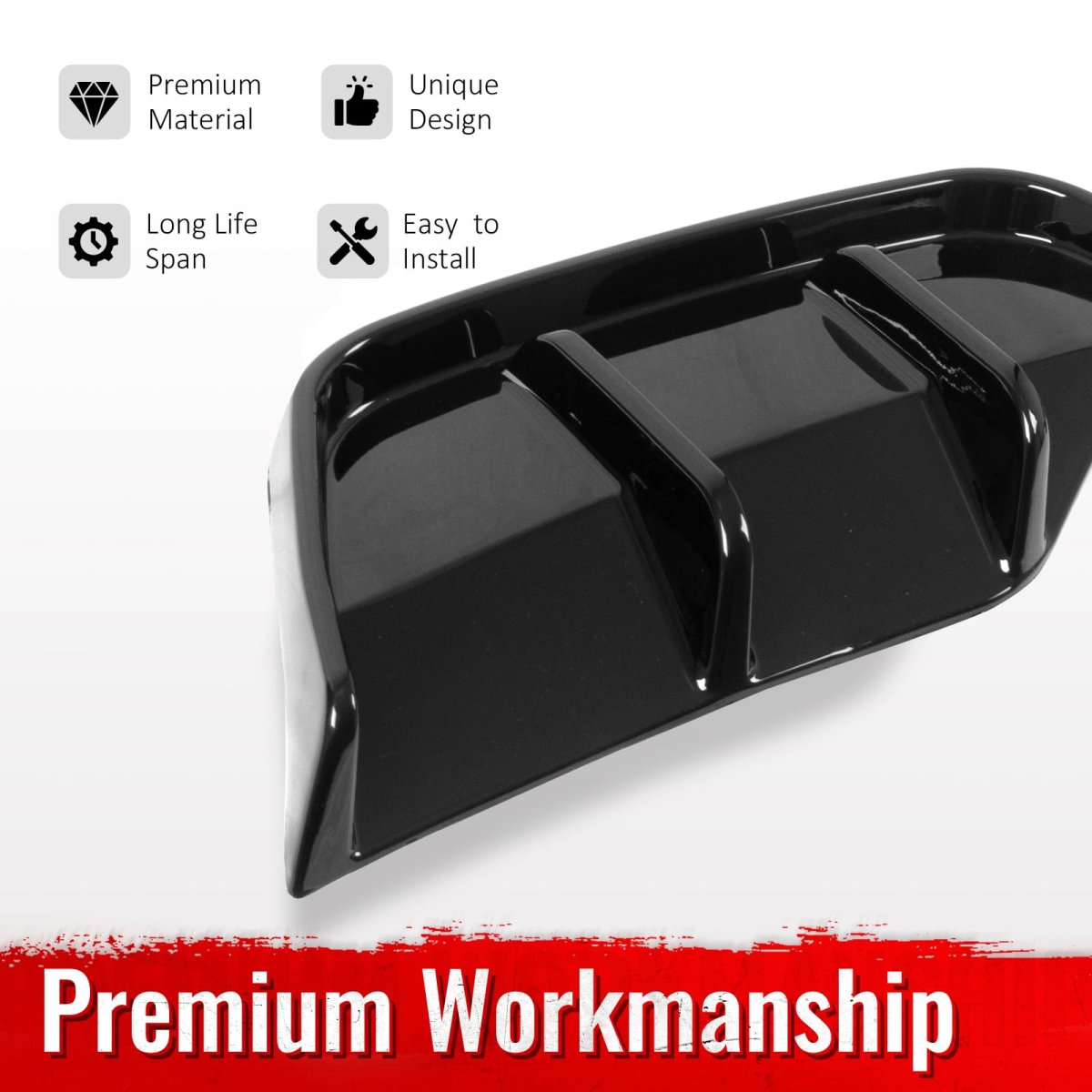 Rear Bumper Lip Lower Side Spat Valance Winglet Canard Protector For 2025 2026 Tesla Model Y Juniper Gloss Black Pp