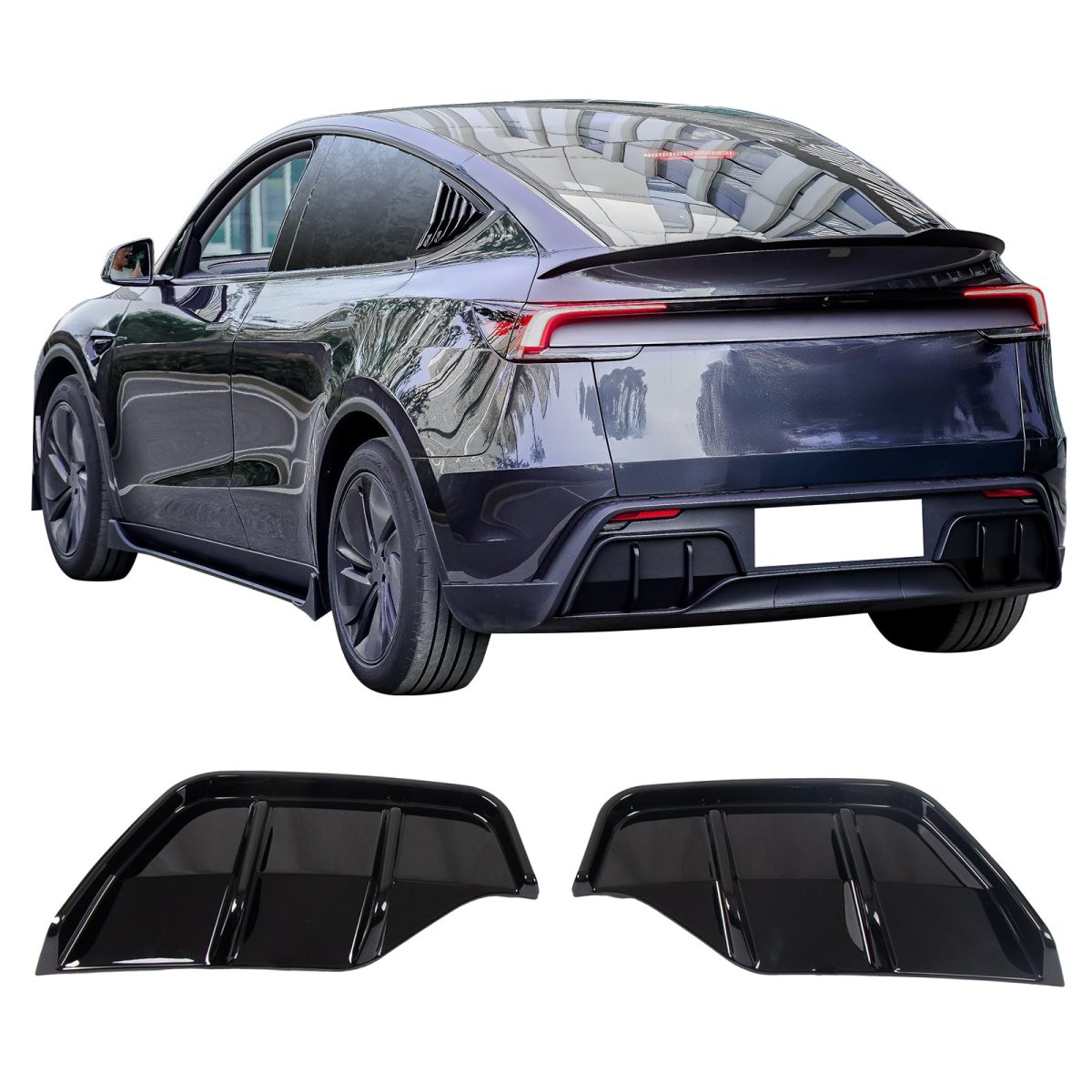 Rear Bumper Lip Lower Side Spat Valance Winglet Canard Protector For 2025 2026 Tesla Model Y Juniper Gloss Black Pp