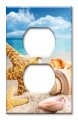 Art Plates Duplex Outlet Cover Decorative Metal Wall Plate 1 Gang Plug Sea Shells And Starfish On The Ocean Beach 