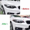 Hdirect 2pcs Auto Headlight Eyebrow Cover Trim Car Decoration Eyelids Compatible With Bmw 2 Series F22 F23 2015-2019 Glossy