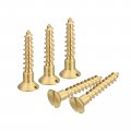 Brass Wood Screws 25pcs M4 X 20mm Slotted Drive Flat Head Self Tapping Screw Countersunk For Woodworking Furniture 