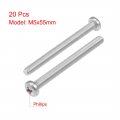 Uxcell M5x55mm Machine Screws Phillips Cross Pan Head Screw 304 Stainless Steel Fasteners Bolts 20pcs