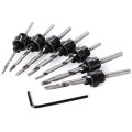 22pc Countersink Drill Bit Set W Adjustable Depth Stop Collars Counterbore Woodworkers Hole Cutter Screw