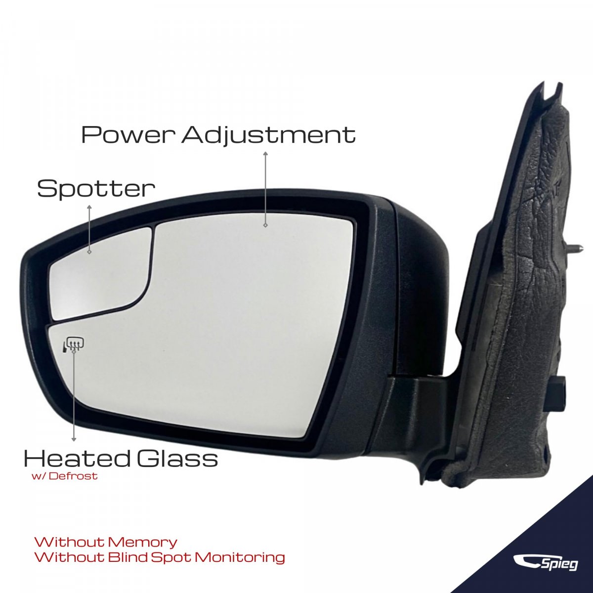 Spieg Driver Side Mirror Replacement For Ford Escape S 2013-2016 Power Adjusted Heated Textured Lh