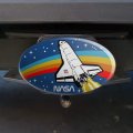 Nasa Logo Over Space Shuttle With Rainbow Oval Tow Trailer Hitch Cover Plug Insert