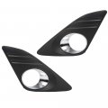 Black Fog Light Grille Lamp Cover For 2012-2014 Toyota Camry Front Bumper Hole With Holes Driver And Passenger Side 