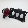 Httmt 411-p-d Black Horizontal Vertical Zigzag Mount License Plate Bracket Chrome Oval-shaped Led Tail Brake Light Integrated