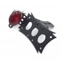 Httmt 411-p-d Black Horizontal Vertical Zigzag Mount License Plate Bracket Chrome Oval-shaped Led Tail Brake Light Integrated