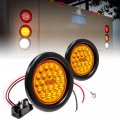 True Mods 2pc 4 Round Amber 24 Led Trailer Tail Lights Dot Certified Grommet Plug Included Ip67 Waterproof Park Turn For Rv 