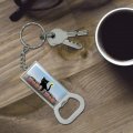 Graphics More Giant Black Cat Playing With Cars Keychain Rectangle Chrome Plated Metal Bottle Cap Opener
