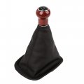 Black Leatherette Car Manual 6-speed Wood Gear Stick Shift Knob Gaitor Boot For Vw 