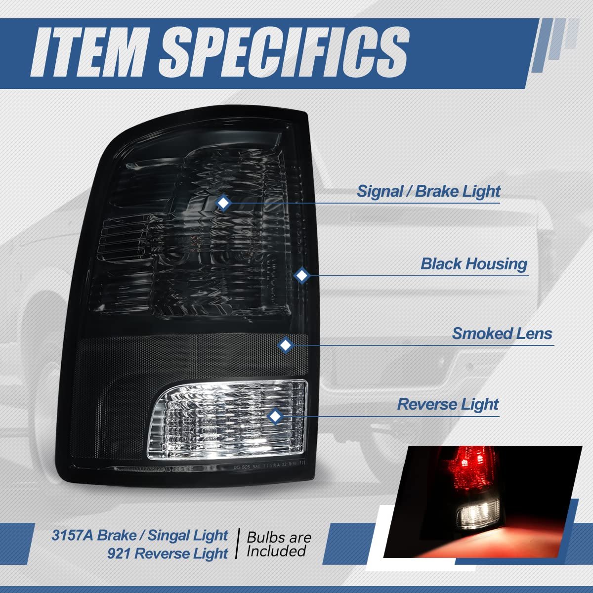 Auto Dynasty Tail Lights For 2009 2010 2011 2012 2013 2014 2015 2016 2017 2018 Dodge Ram 1500 2500 3500 Rear Lamps Replacement