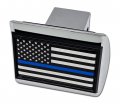Police Flag Black On Chrome Hitch Cover