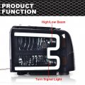 G-plus Led Drl Headlights Compatible With 2005 2006 2007 Ford F250 F350 F450 F550 Super Duty Bumper Headlamp Smoky Lens Black