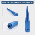 Spike Lug Nuts 9 16-18 32 Pcs Blue Cone Seat With 1 Socket Key Replacement For Dodge Ram 1500 2500 35004-2011 Ford F250 F350