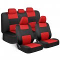 Bdk Polypro Car Seat Covers Full Set In Red On Black A Front And Rear Split Bench Easy To Install Accessories For Auto Trucks 
